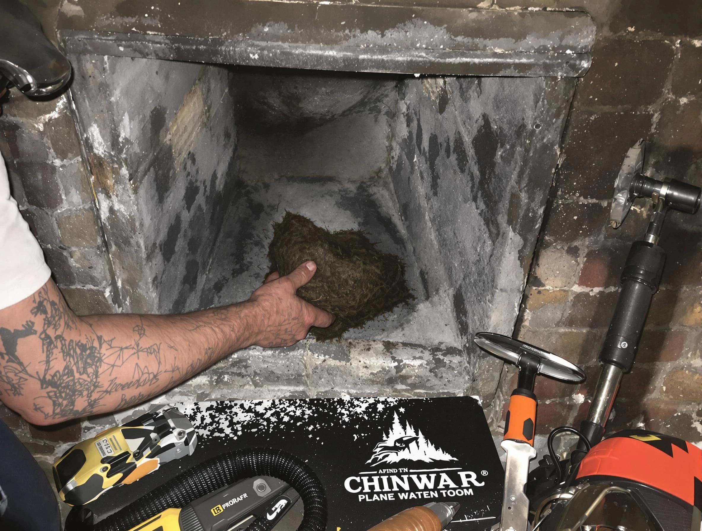 Bon Air Chimney Sweep safely removing debris and screening chimney in Bon Air, VA