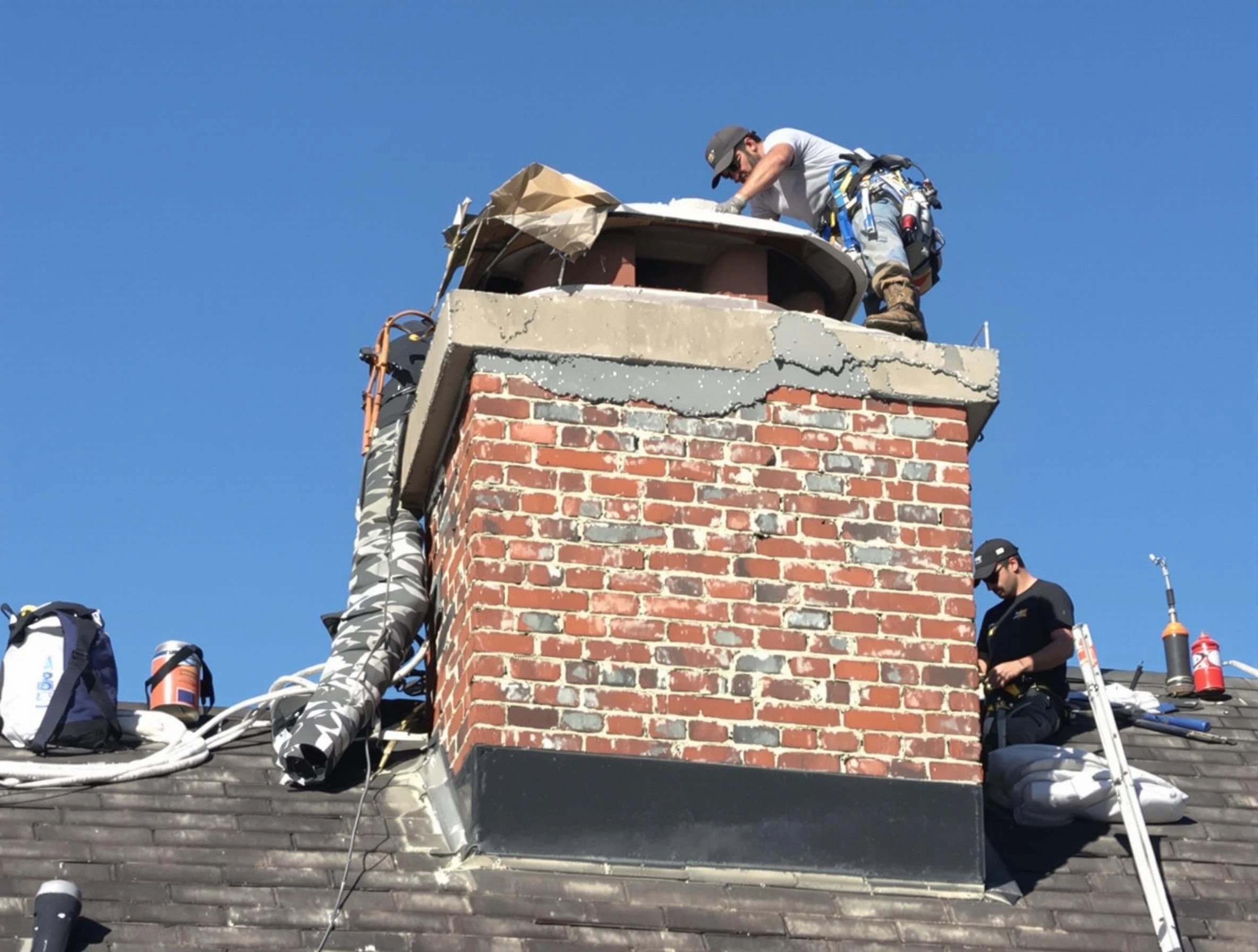 Bon Air Chimney Sweep installing a custom chimney crown in Bon Air, VA