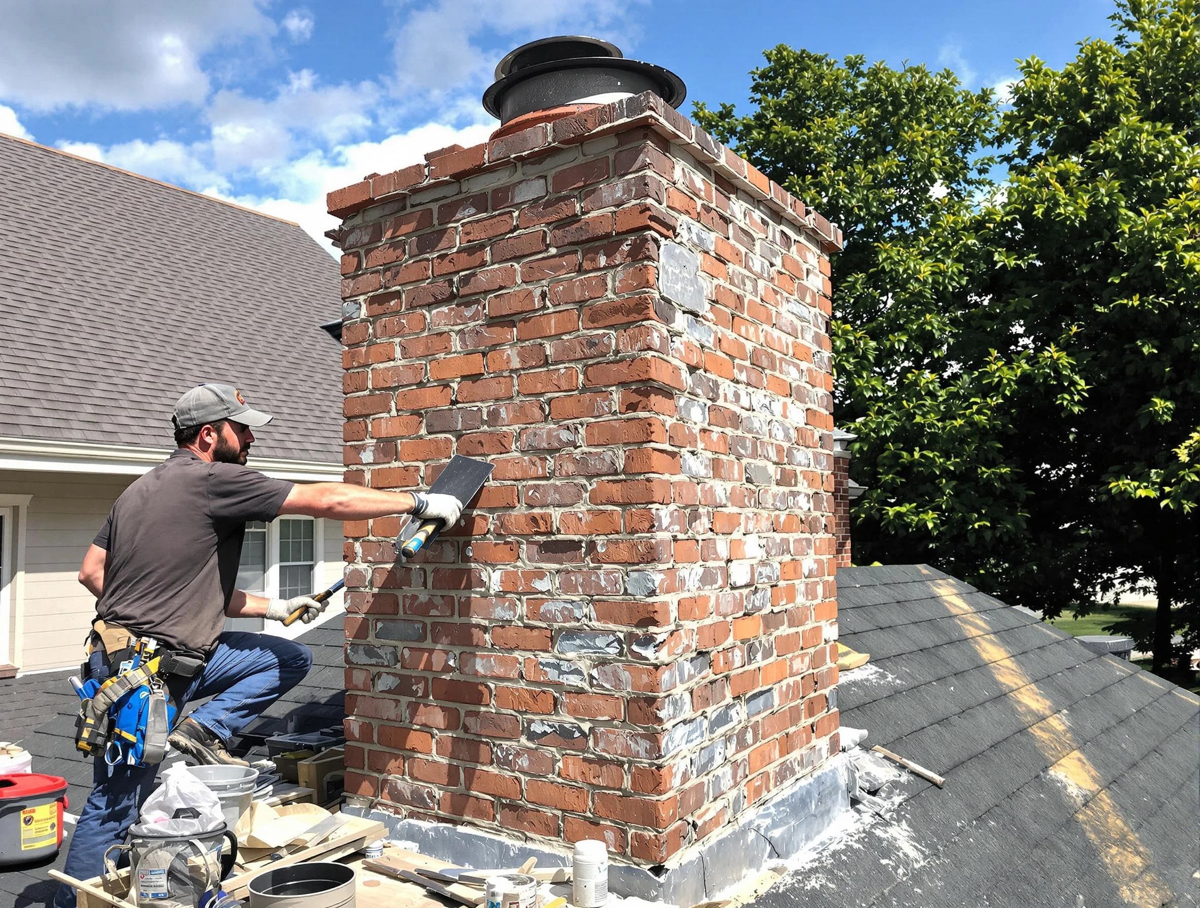 Completed chimney rebuild by Bon Air Chimney Sweep in Bon Air, VA