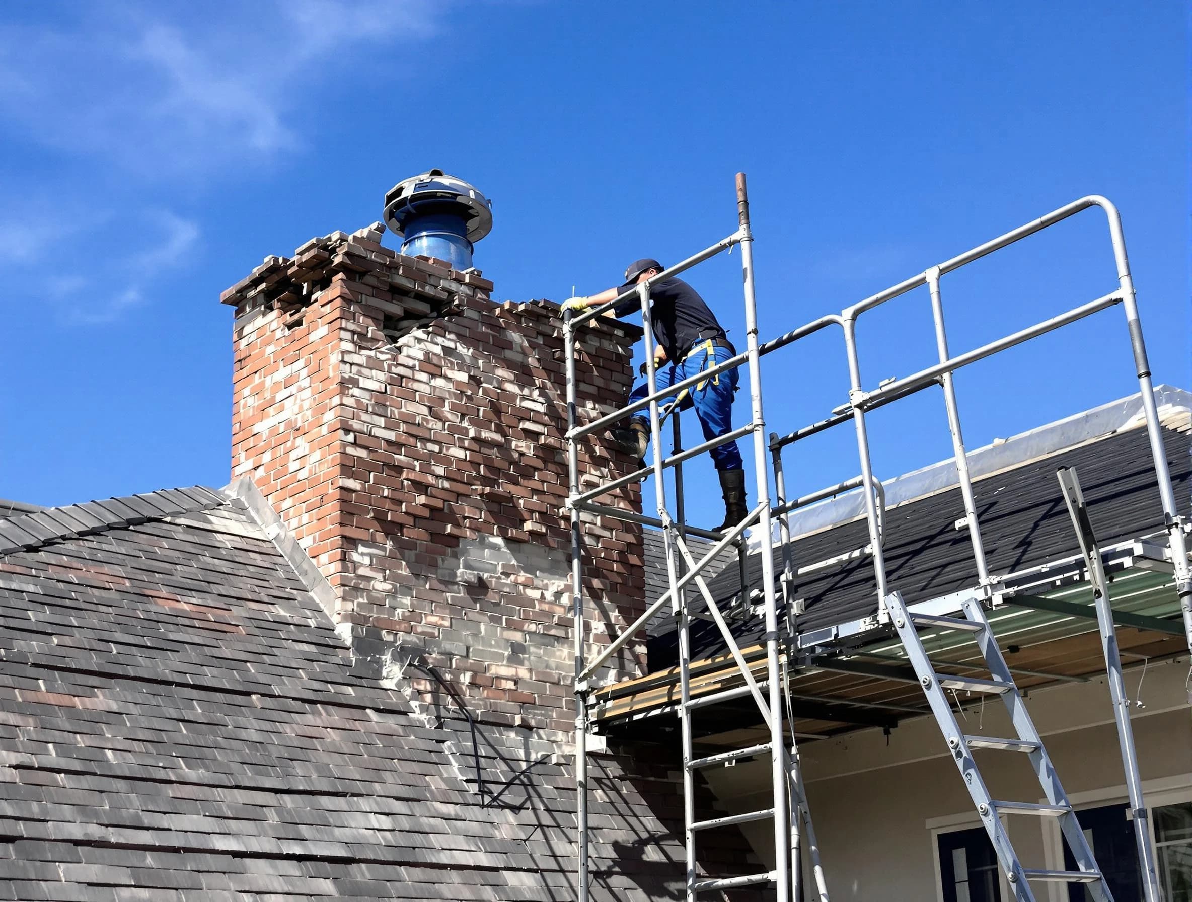 Rebuilding a chimney structure by Bon Air Chimney Sweep in Bon Air, VA