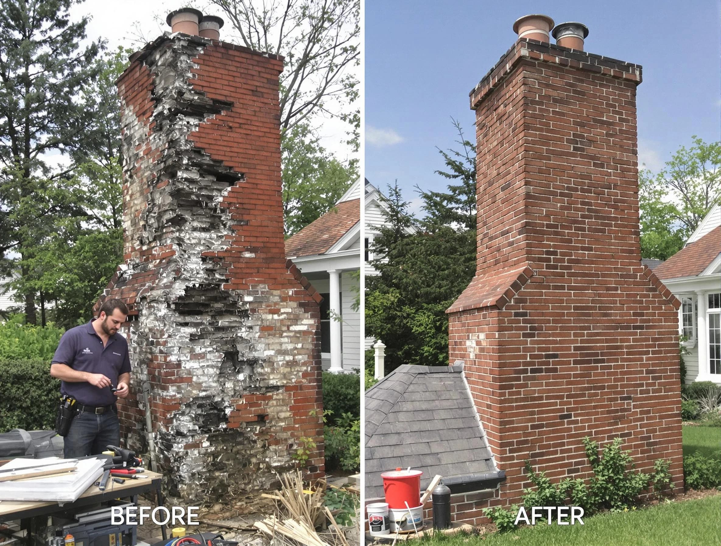 Bon Air Chimney Sweep performing a full chimney restoration in Bon Air, VA