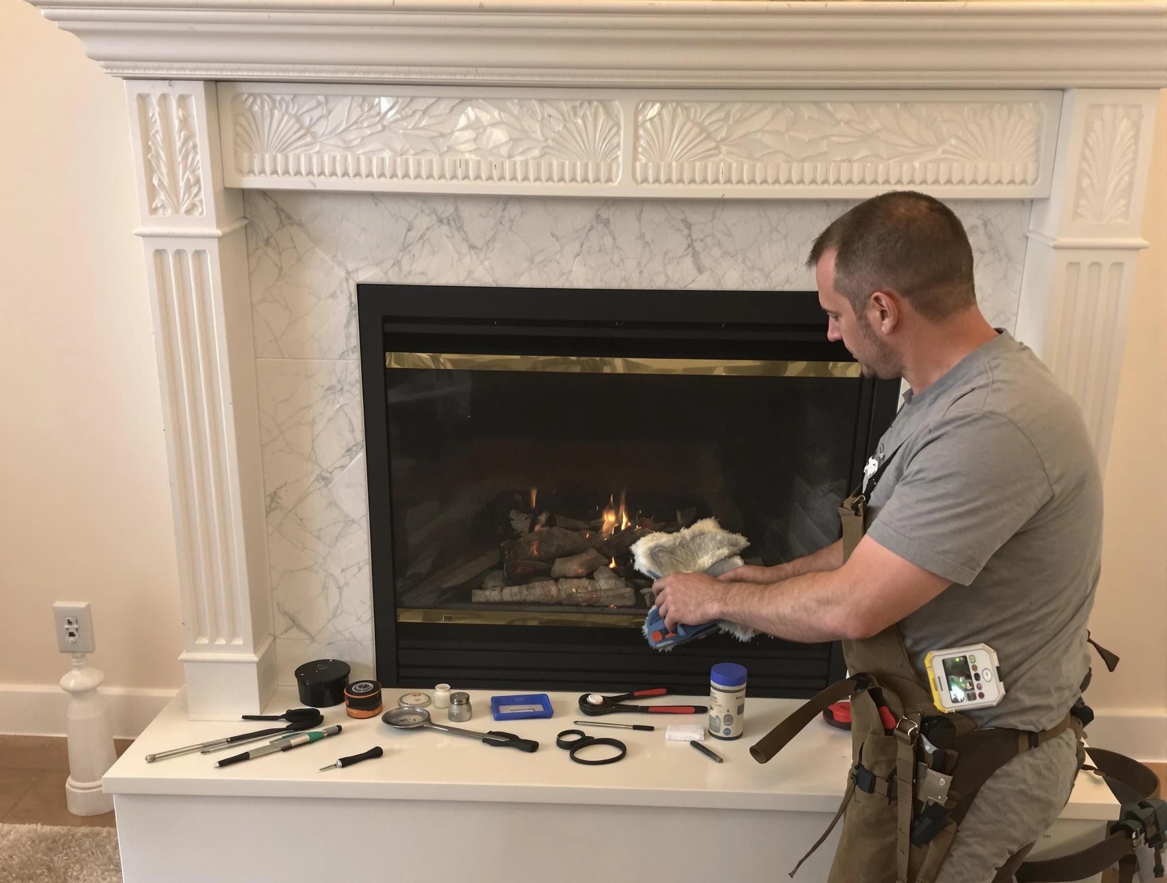 Bon Air Chimney Sweep performing fireplace maintenance in Bon Air, VA