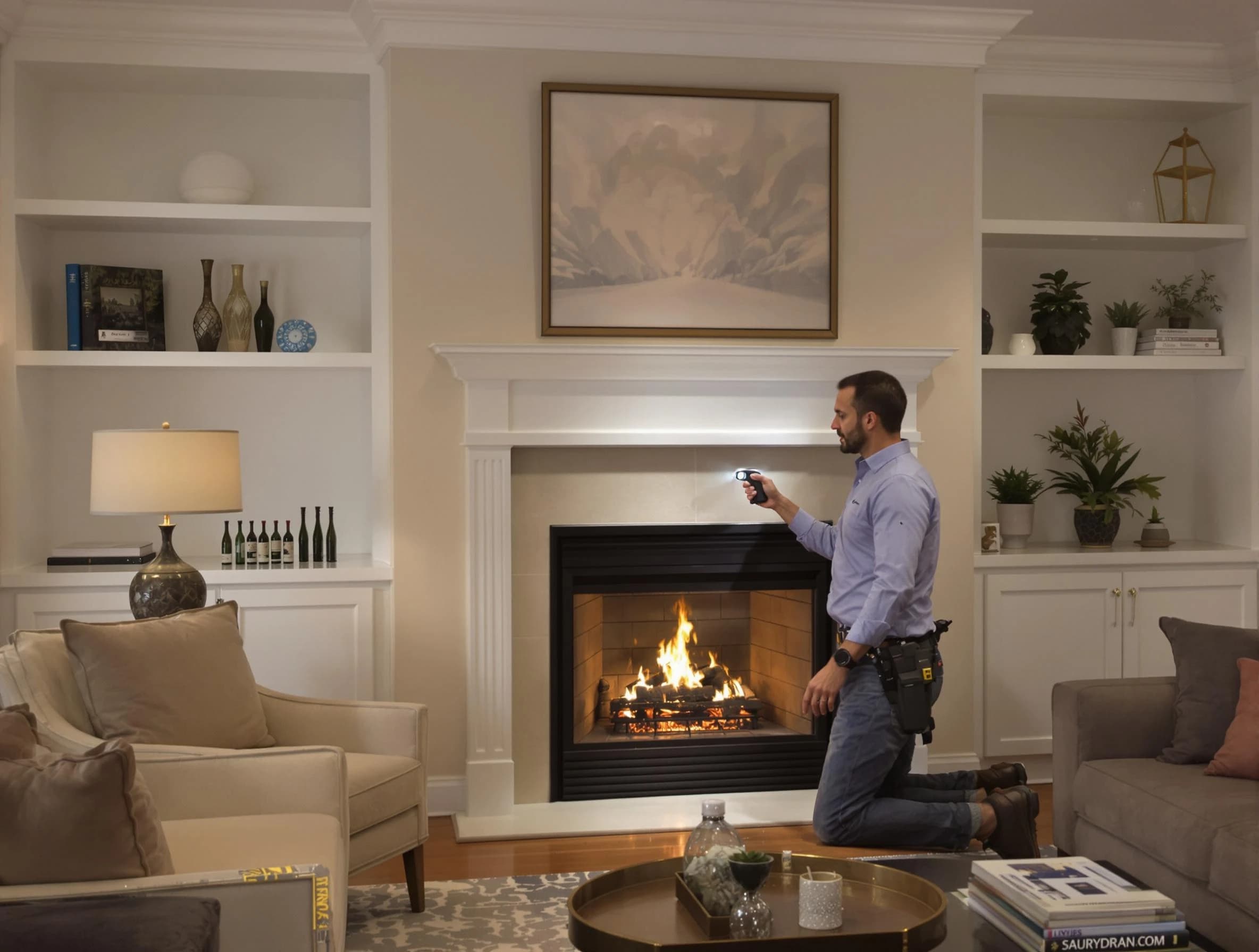 Bon Air Chimney Sweep conducting a fireplace safety inspection in Bon Air, VA