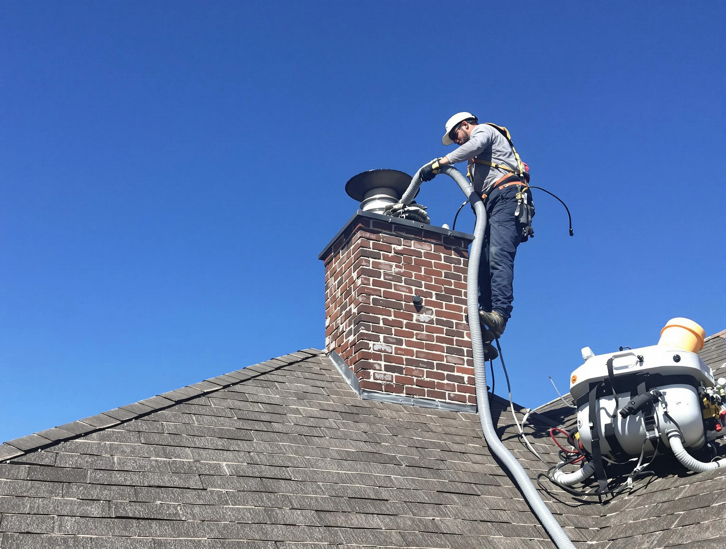 Dedicated Bon Air Chimney Sweep team member cleaning a chimney in Bon Air, VA
