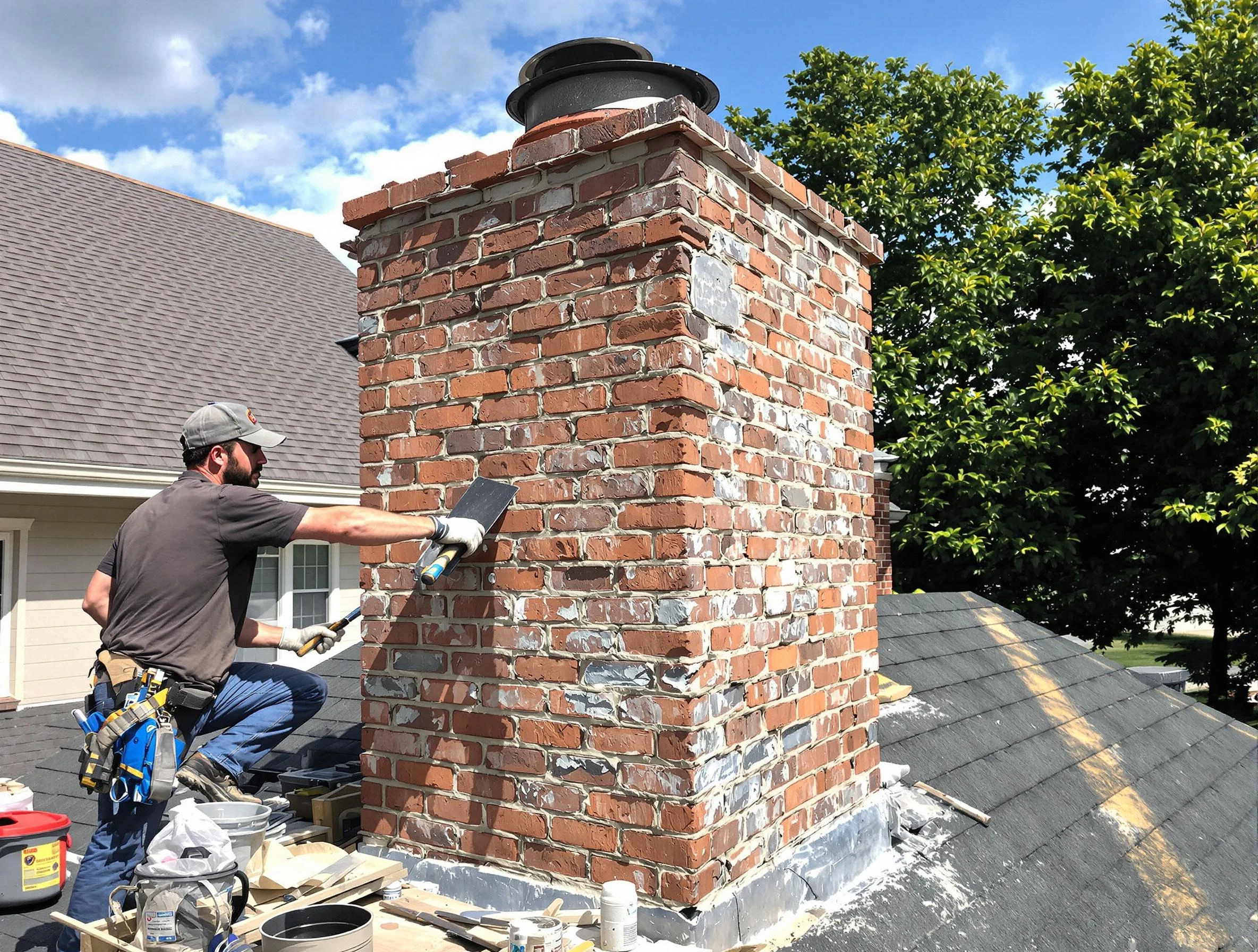 Completed chimney rebuild by Bon Air Chimney Sweep in Bon Air, VA