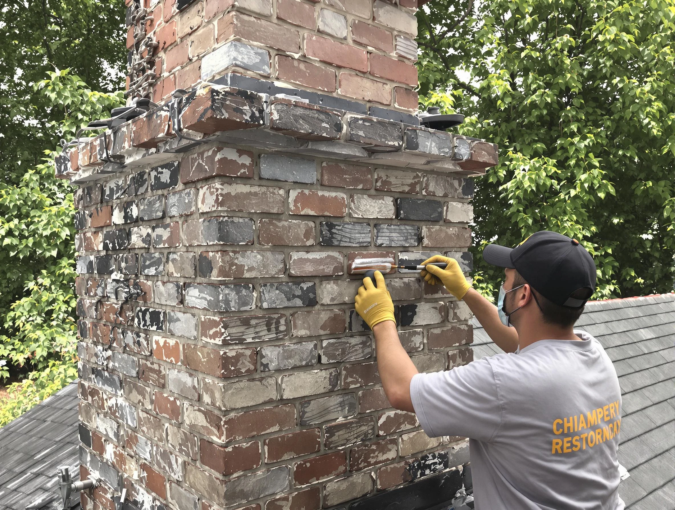 In-progress chimney restoration by Bon Air Chimney Sweep in Bon Air, VA